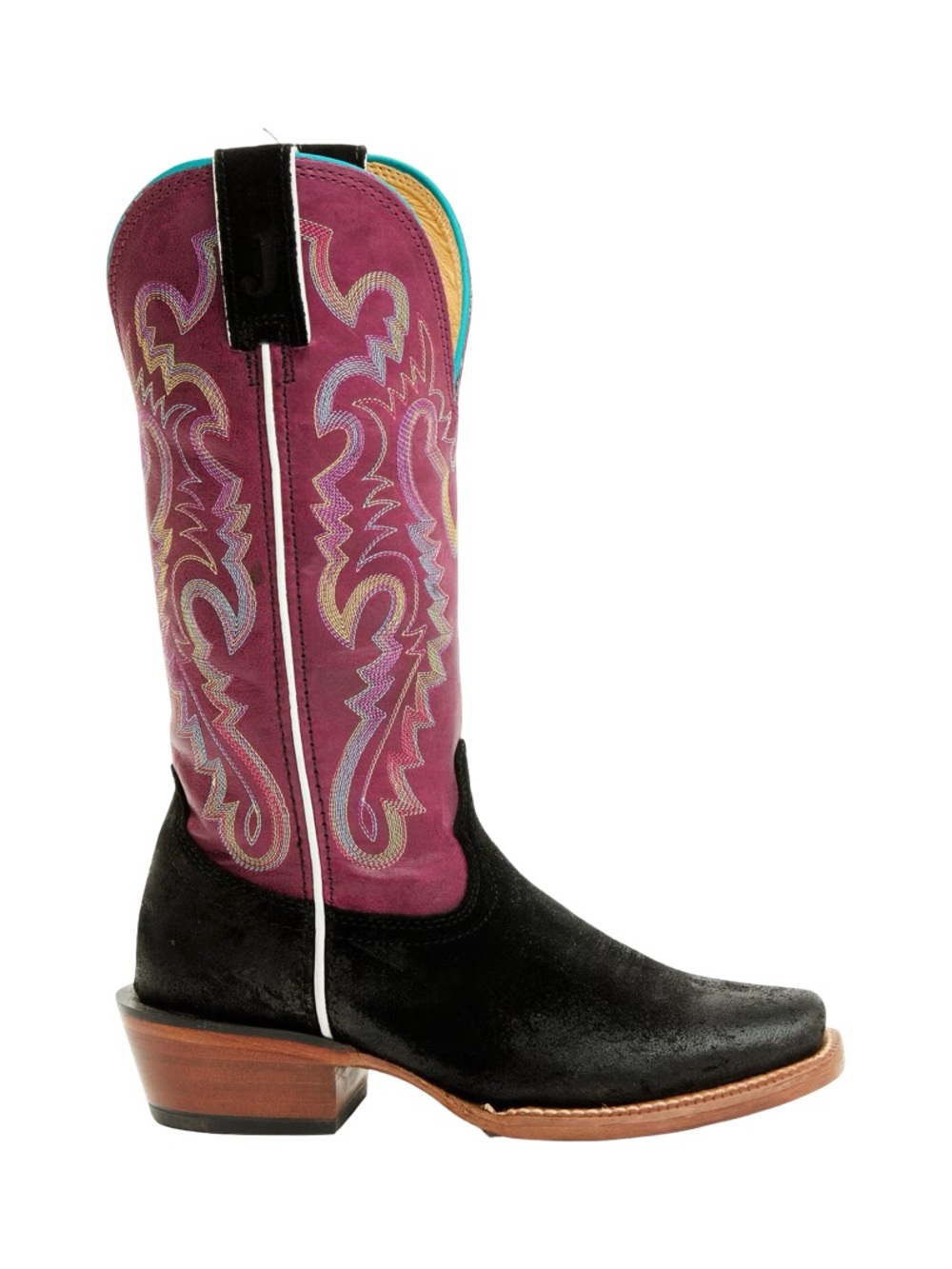 NEW Justin Boots Annie Up Black Suede Purple Mulberry Western 6.5
